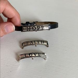 Faith Hope Love Genuine leather bracelet